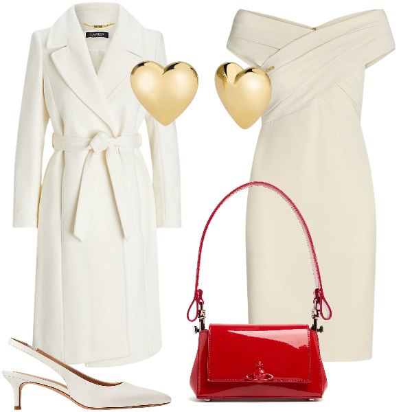 Outfit donna - Total look #2047812. Stile Chic per Serata fuori. Abbinamento con orecchini, cappotti, décolleté, vestiti, borse a spalla.