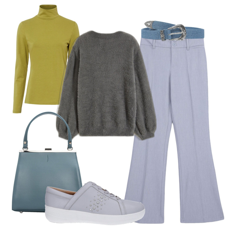 Outfit donna - Total look #2047843. Stile Casual chic per Tutti i giorni. Abbinamento con maglieria, maglieria, sneakers, pantaloni, cinture, clutch.