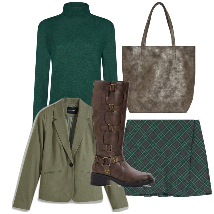 Outfit donna - Ogni giorno. Stile Bon Ton per Tutti i giorni. Abbinamento con blazer, stivali, borse tote, minigonne, maglieria.