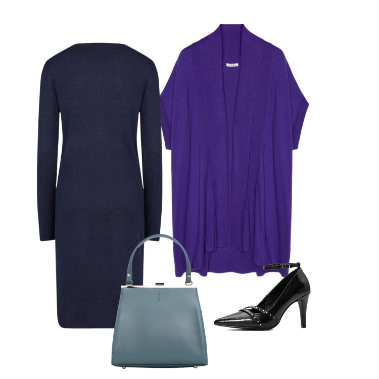 Outfit donna - Viola. Stile Chic per Tutti i giorni. Abbinamento con décolleté, vestiti midi/longuette, clutch, cardigans.