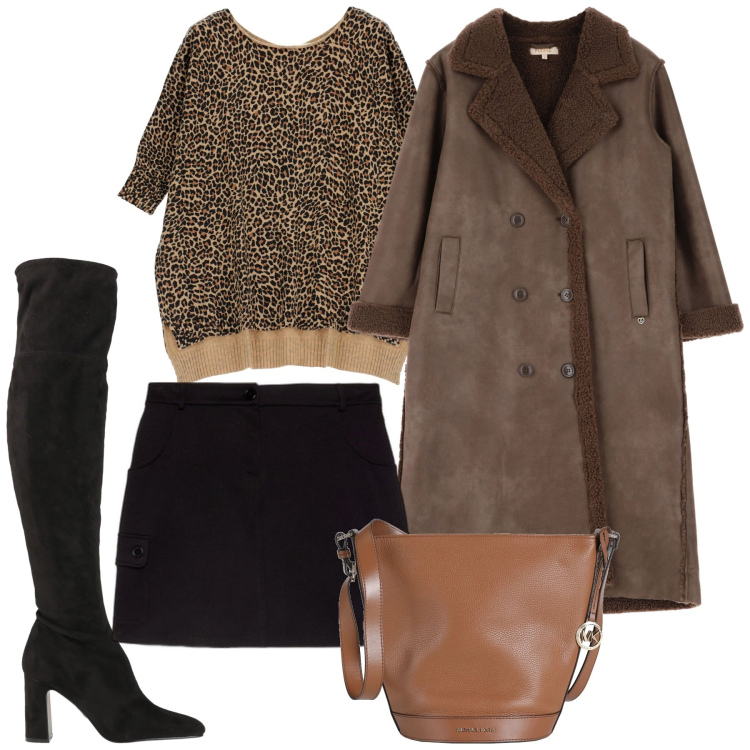 Outfit donna - Mini e cuissards. Stile Chic per Tutti i giorni. Abbinamento con borse a spalla, stivali sopra il ginocchio, cappotti, maglieria, minigonne.