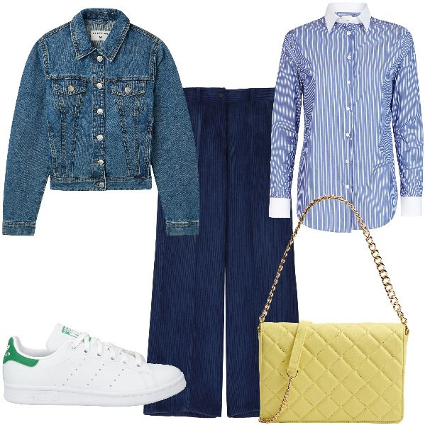 Outfit donna - Total look #2048122. per Tutti i giorni. Abbinamento con sneakers, blazer, borse a tracolla, pantaloni, camicie.