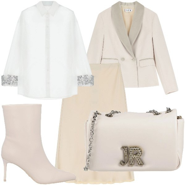 Outfit donna - Total look #2048125. per Cerimonia. Abbinamento con stivaletti, borse a tracolla, blazer, camicie, gonne.