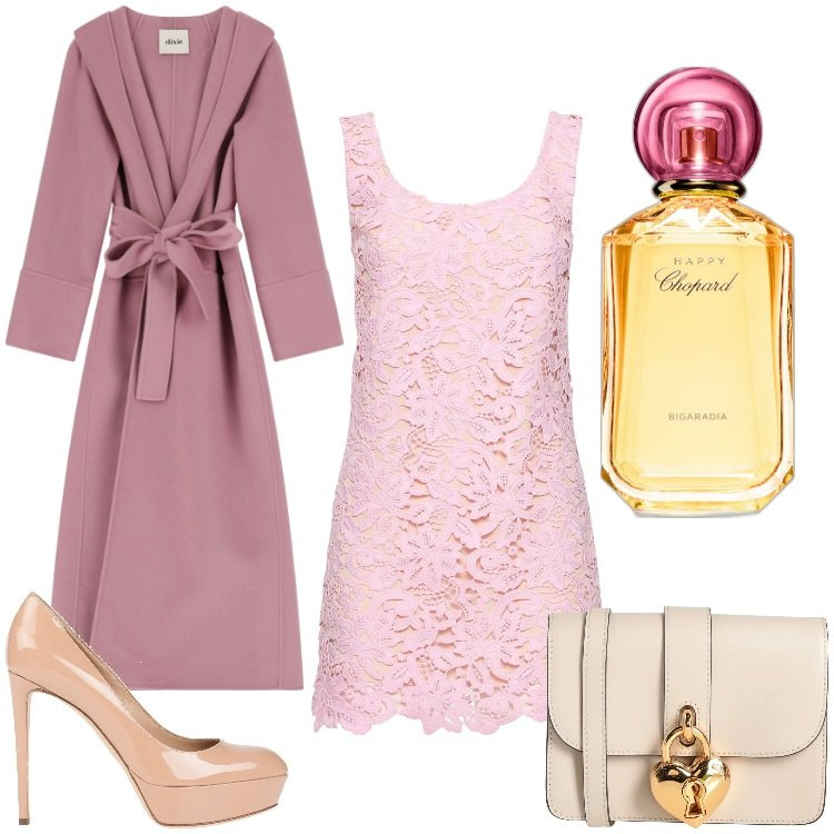 Outfit donna - Profumo di pizzo. Stile Sexy per Serata fuori. Abbinamento con borse a tracolla, décolleté, profumi, cappotti, vestiti.