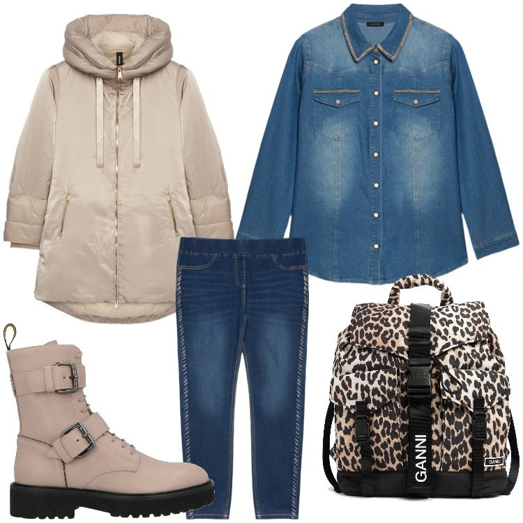 Outfit donna - Jeans tutti i giorni. Stile Basic per Tutti i giorni. Abbinamento con stivaletti, camicie, piumini, zaini, jeggings.