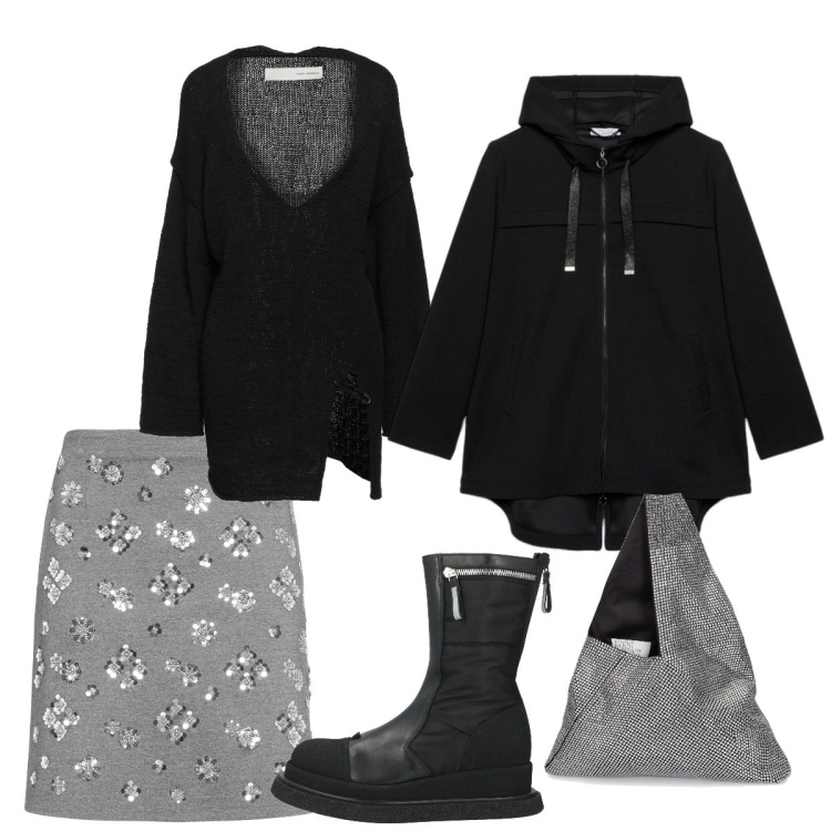 Outfit donna - Afternoon. Stile Bon Ton per Tutti i giorni. Abbinamento con pullovers, stivaletti, parka, borse a spalla, minigonne.