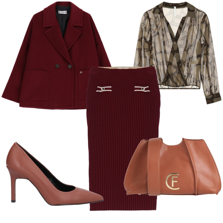 Outfit donna - Total look #2048432. per Cerimonia. Abbinamento con décolleté, borse a tracolla, blazer, camicie, gonne.