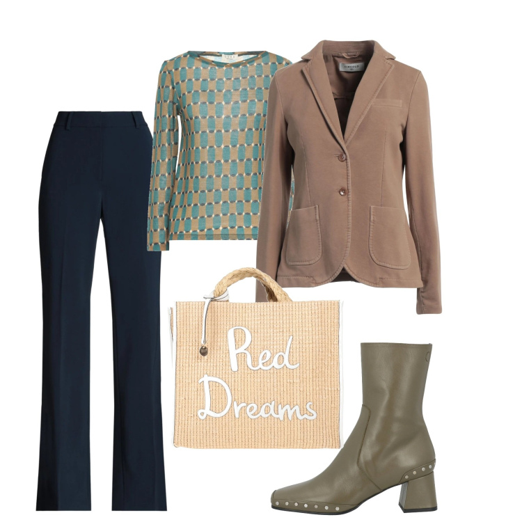 Outfit donna - Le borchie. Stile Bon Ton per Tutti i giorni. Abbinamento con pantaloni, pullovers, borse a mano, stivaletti, blazer.