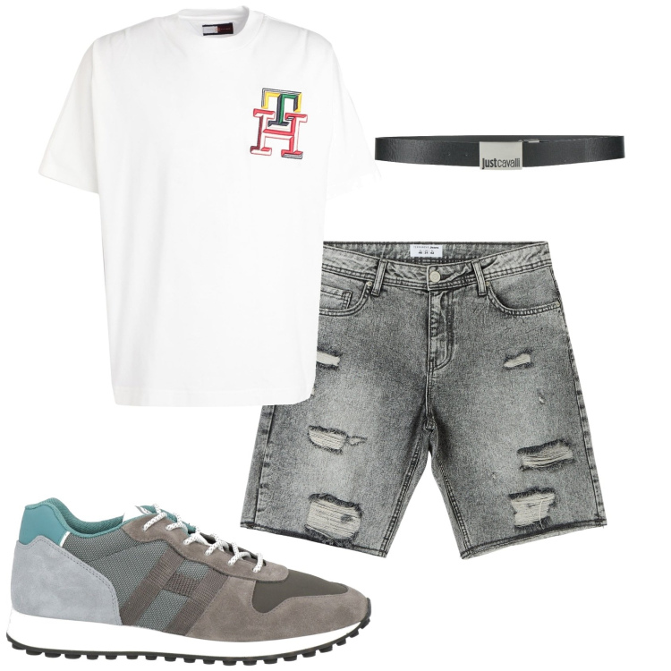 Outfit uomo - Pantaloncino t-shirt. Stile Casual per Tutti i giorni. Abbinamento con t-shirt, sneakers, cinture, shorts.