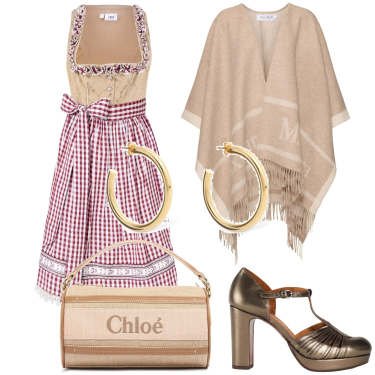 Outfit donna - Che bella contadinella. Stile Vintage retrò per Serata fuori. Abbinamento con vestiti midi/longuette, décolleté, orecchini, cappotti, borse a spalla.