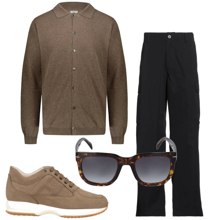 Outfit uomo - Total look #2048729. Stile Casual per Tutti i giorni. Abbinamento con sneakers, pantaloni cargo, polo, occhiali da sole.