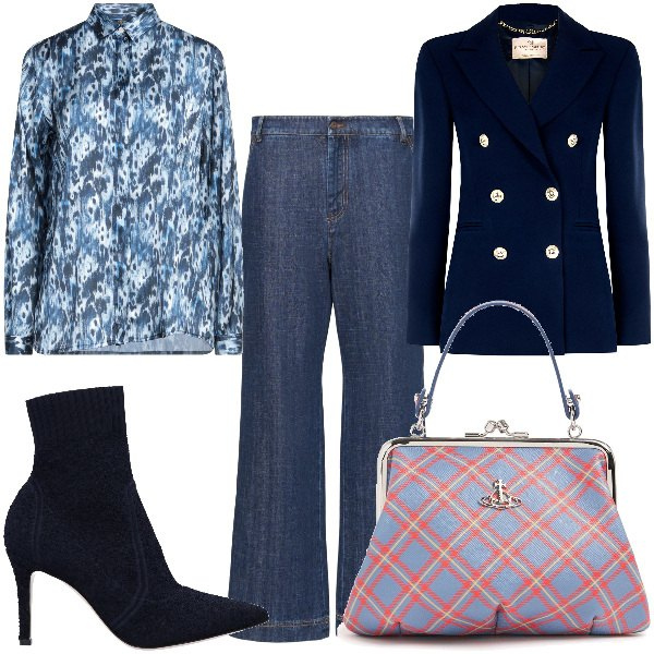 Outfit donna - Total look #2048737. per Ufficio. Abbinamento con stivaletti, camicie, blazer, jeans, borse a mano.