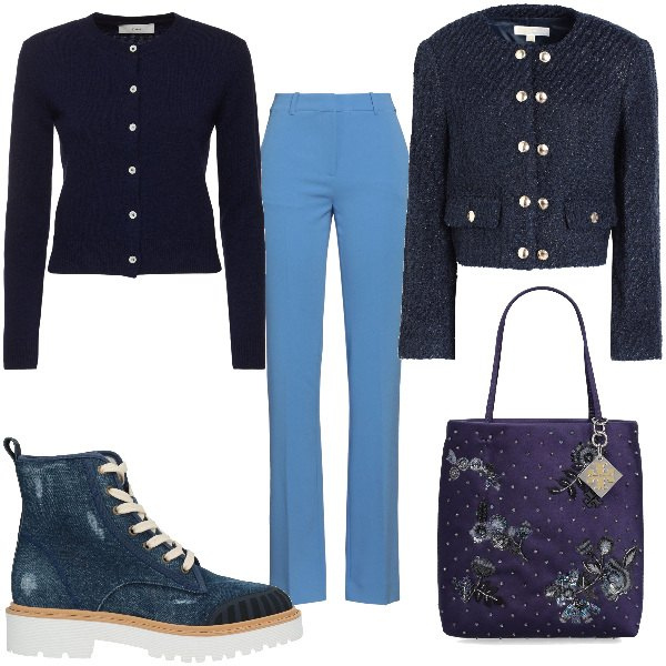 Outfit donna - Total look #2048740. per Ufficio. Abbinamento con stivaletti, pantaloni, blazer, cardigans, borse a mano.