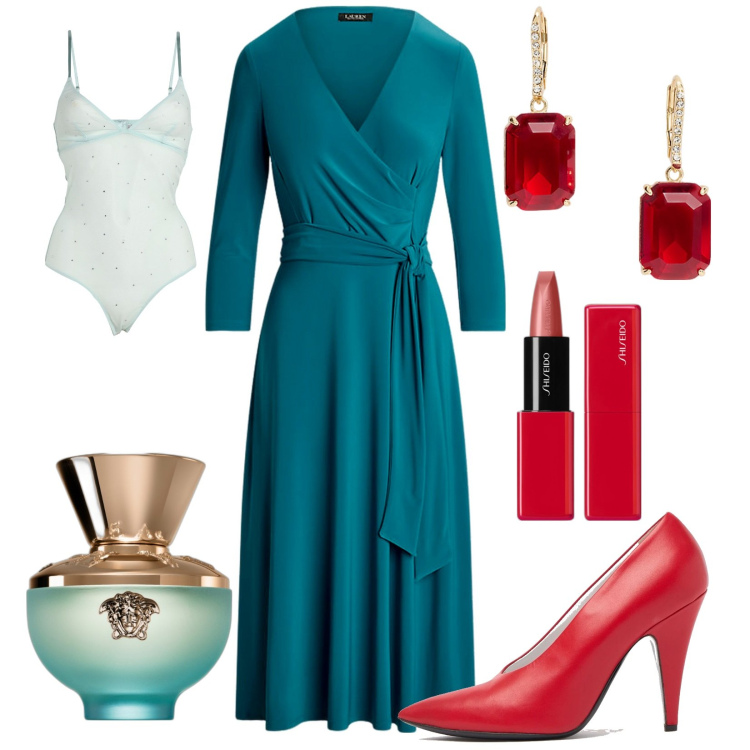 Outfit donna - In Love. Stile Chic per Serata fuori. Abbinamento con body, profumi, rossetti, vestiti, orecchini, décolleté.