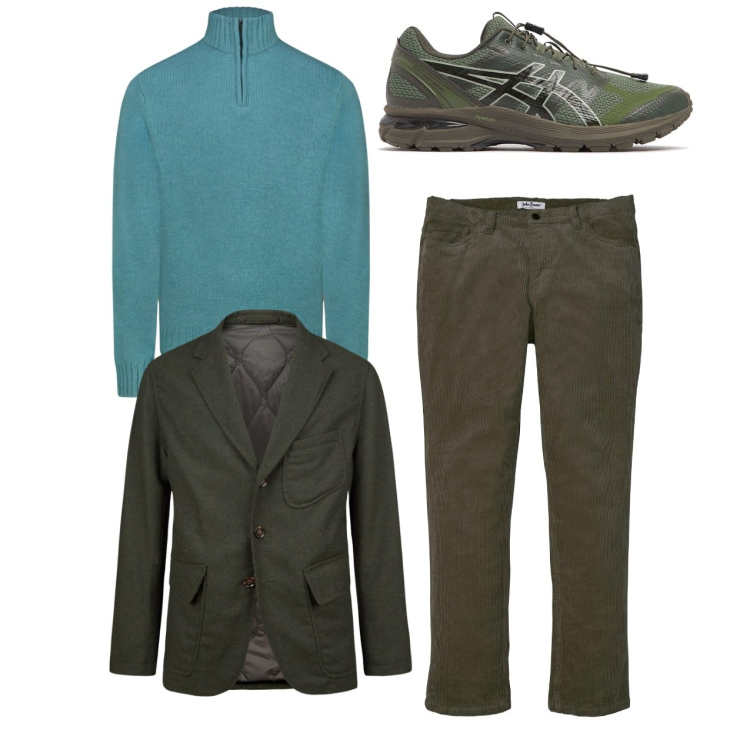Outfit uomo - City. Stile Urban per Tutti i giorni. Abbinamento con pantaloni, giacche, maglieria, sneakers.