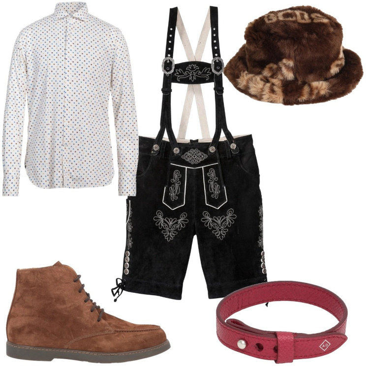 Outfit uomo - Total look #2048873. Stile Trendy per Tutti i giorni. Abbinamento con pantaloni corti, stivali e stivaletti, braccialetti, cappelli, camicie.