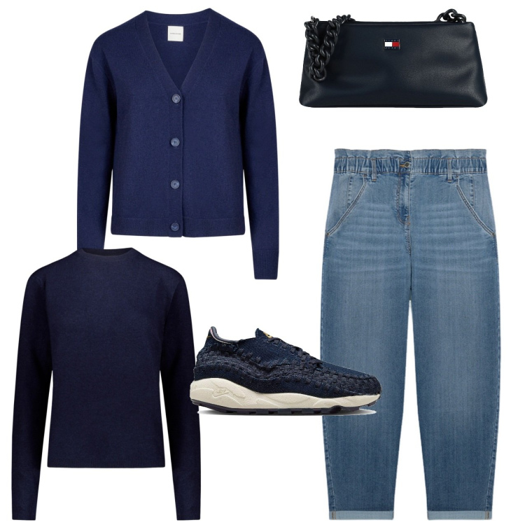 Outfit donna - Twin set. Stile Casual per Tutti i giorni. Abbinamento con borse a mano, cardigans, jeans, sneakers, maglieria.