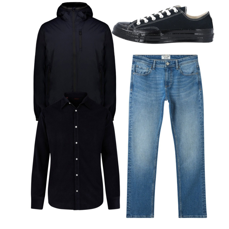 Outfit uomo - City. Stile Casual per Tutti i giorni. Abbinamento con sneakers, jeans, camicie, giacche.