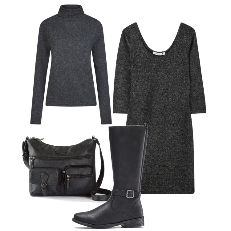 Outfit donna - Camicione felpato. Stile Bon Ton per Ufficio. Abbinamento con stivali, borse a tracolla, vestiti lunghi, maglieria.