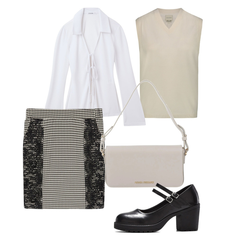 Outfit donna - Il pizzo. Stile Bon Ton per Ufficio. Abbinamento con décolleté, borse a mano, camicie, maglieria, gonne.