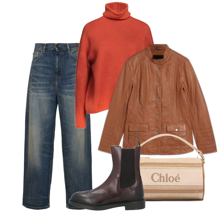 Outfit donna - Aragosta a colazione. Stile Casual per Tutti i giorni. Abbinamento con blazer, stivaletti chelsea, maglieria, jeans, borse a spalla.