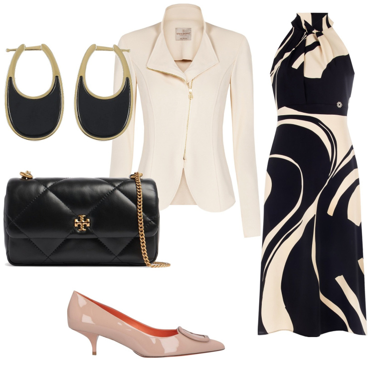 Outfit donna - Cerimonia. per Cerimonia. Abbinamento con décolleté, vestiti midi/longuette, blazer, borse a spalla, orecchini.