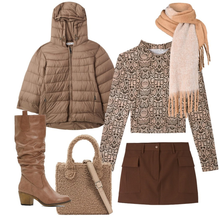 Outfit donna - Colore dell\' anno. Stile Casual chic per Tutti i giorni. Abbinamento con stivali, t-shirt, gonne, shopping bag, blazer, sciarpe.