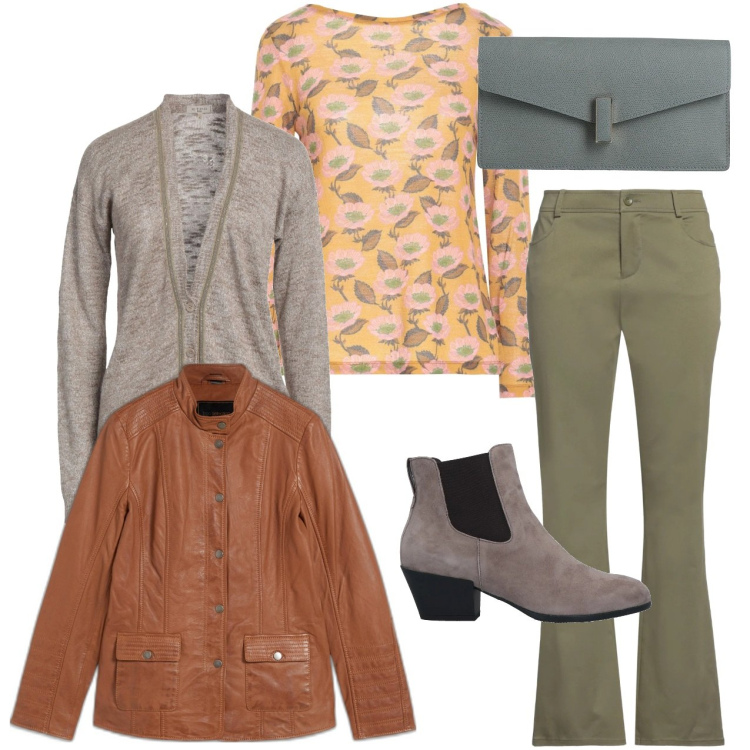 Outfit donna - Strati bon ton. Stile Bon Ton per Tutti i giorni. Abbinamento con blazer, stivaletti chelsea, pullovers, pantaloni, borse a mano, cardigans.