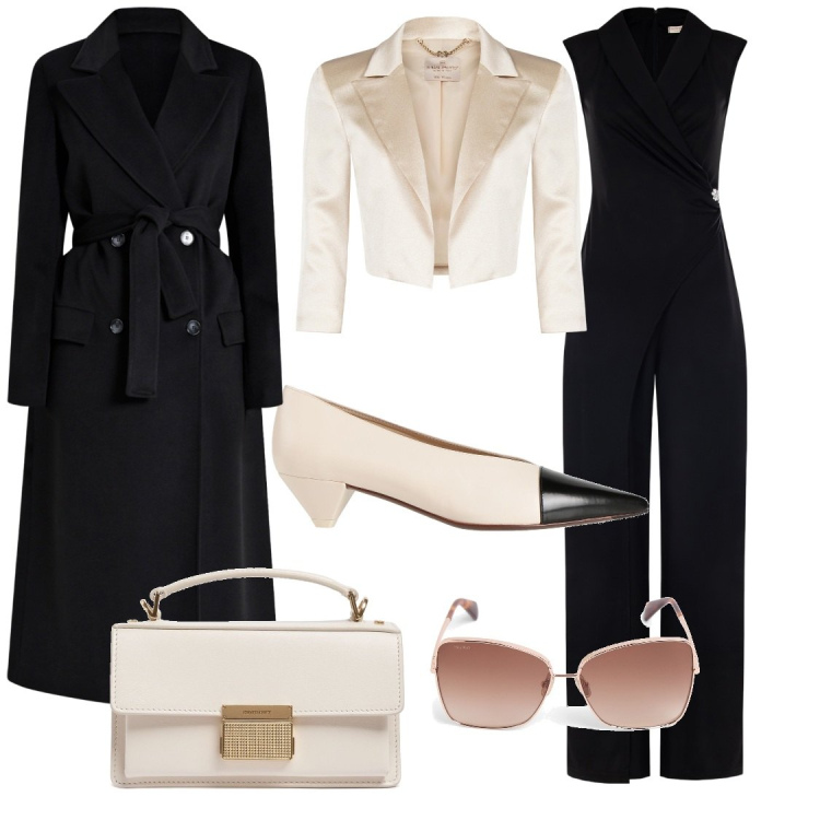 Outfit donna - In arrivo per il sales meeting. Stile Bon Ton per Ufficio. Abbinamento con décolleté, bolero, tute, cappotti, occhiali da sole, borse a mano.