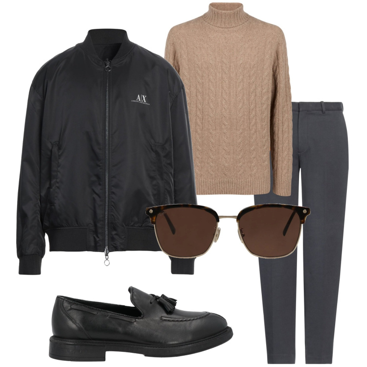 Outfit uomo - Urban style. Stile Urban per Ufficio. Abbinamento con giacche, scarpe stringate, occhiali da sole, pantaloni, maglieria.