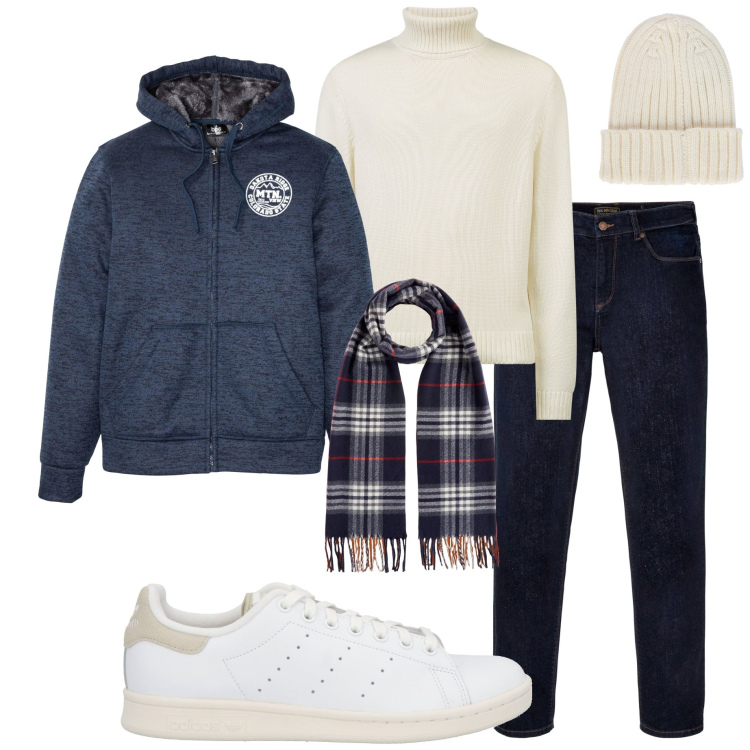 Outfit uomo - Tutti i giorni. Stile Casual per Tutti i giorni. Abbinamento con jeans dritti, giacche, sneakers, maglieria, sciarpe, berretti.