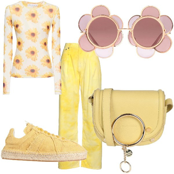 Outfit donna - Total look #2049678. per Tutti i giorni. Abbinamento con espadrillas, borse a tracolla, occhiali da sole, pantaloni, top.