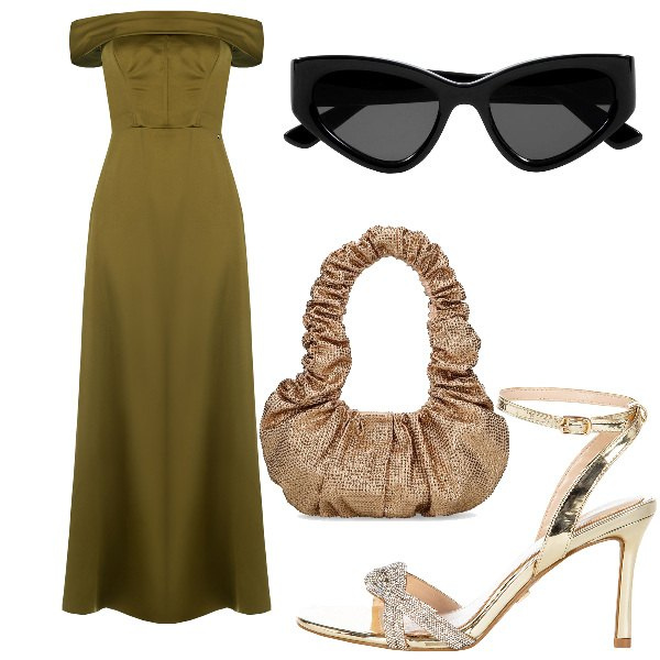 Outfit donna - Total look #2049712. per Cerimonia. Abbinamento con vestiti lunghi, sandali col tacco, borse a spalla, occhiali da sole.