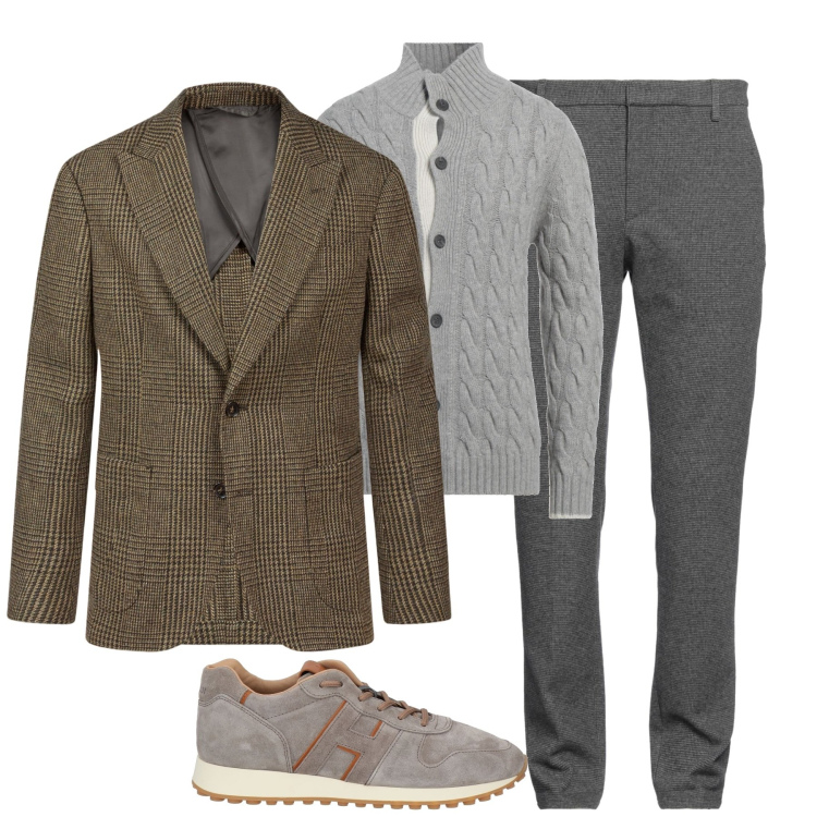 Outfit uomo - Total look #2049715. Stile Trendy per Tutti i giorni. Abbinamento con cardigans, pantaloni, sneakers, giacche.