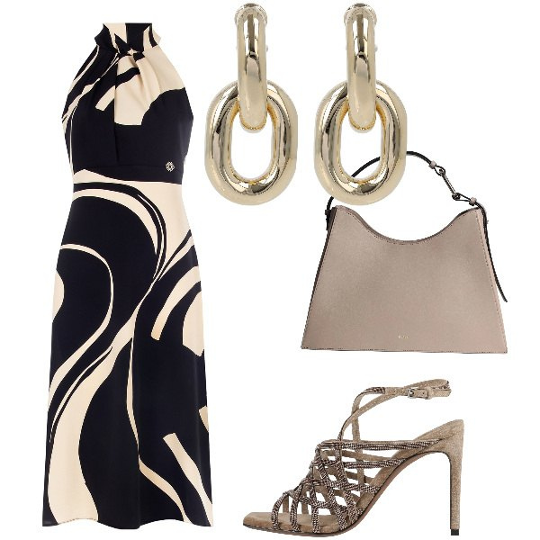 Outfit donna - Total look #2049732. Stile Etnico per Cerimonia. Abbinamento con sandali in pelle, borse a mano, vestiti midi/longuette, orecchini.