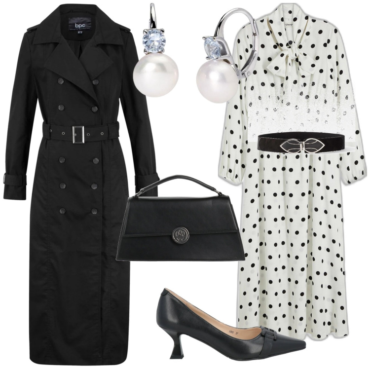 Outfit donna - Battesimo a febbraio. per Cerimonia. Abbinamento con cinture, vestiti lunghi, trench, décolleté, borse a mano, orecchini.