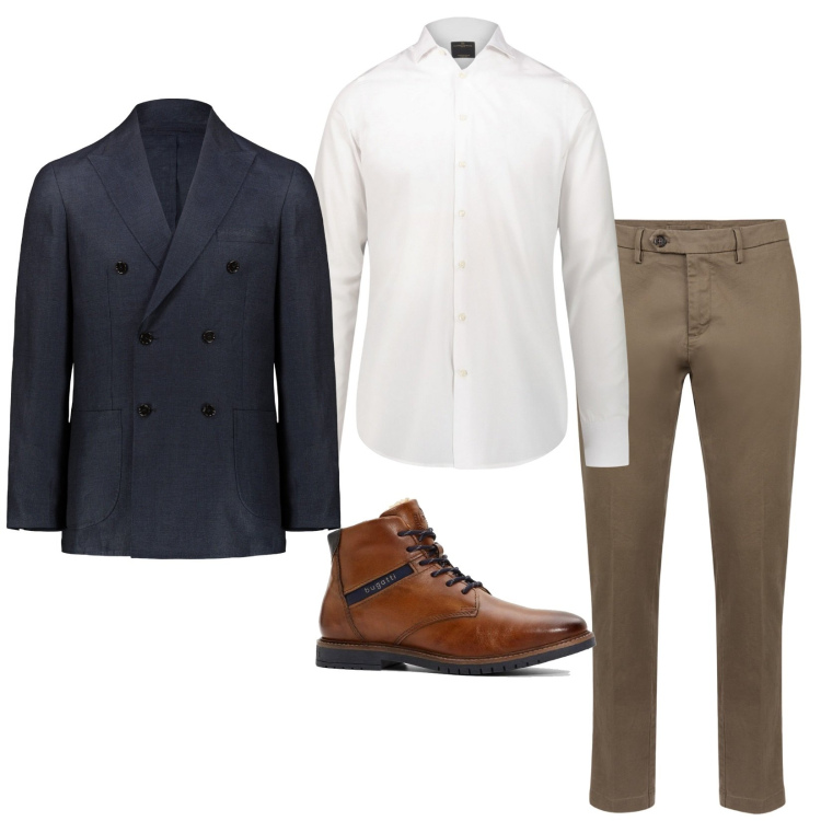 Outfit uomo - Una giacca bellissima. Stile Trendy per Ufficio. Abbinamento con stivali e stivaletti, camicie, pantaloni chino, giacche.