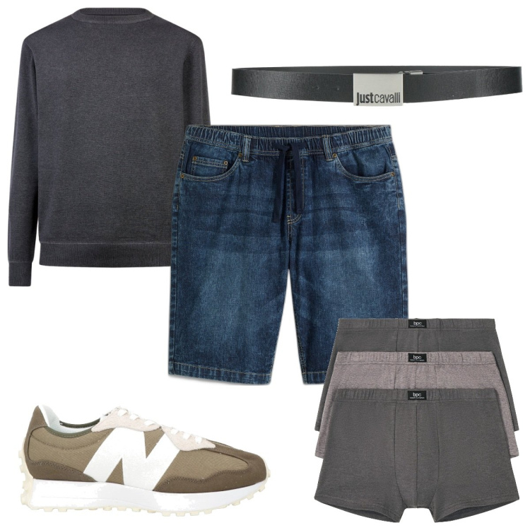Outfit uomo - Total look #2049763. Stile Casual per Tutti i giorni. Abbinamento con bermuda, boxer, sneakers, cinture, maglieria.