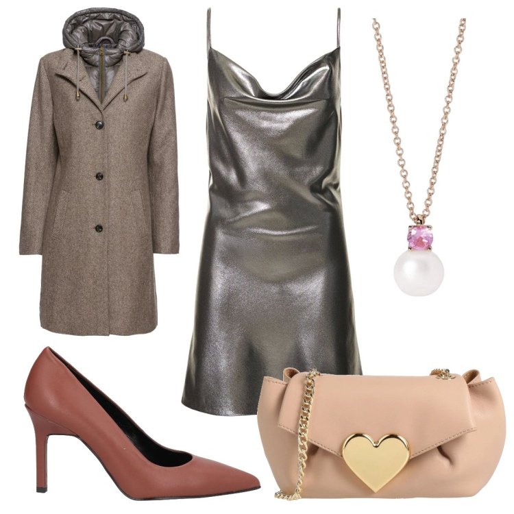 Outfit donna - Total look #2049772. Stile Glamour per Serata fuori. Abbinamento con cappotti, borse a tracolla, décolleté, collane, vestiti.