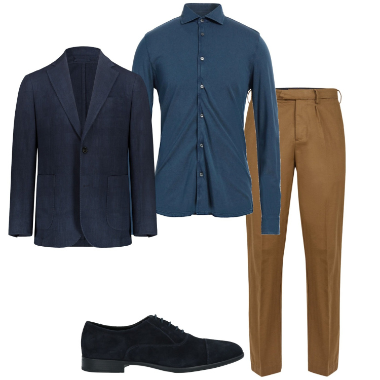 Outfit uomo - Total look #2049778. Stile Trendy per Ufficio. Abbinamento con scarpe stringate, camicie, giacche, pantaloni.