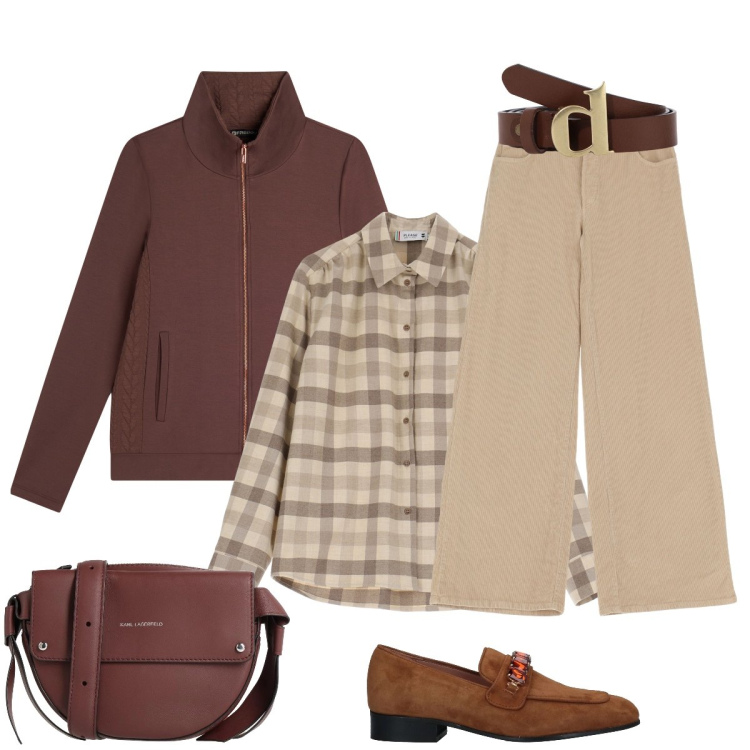 Outfit donna - Casual e comfy. Stile Casual per Tutti i giorni. Abbinamento con borse a tracolla, mocassini, pantaloni, camicie, felpe, cinture.