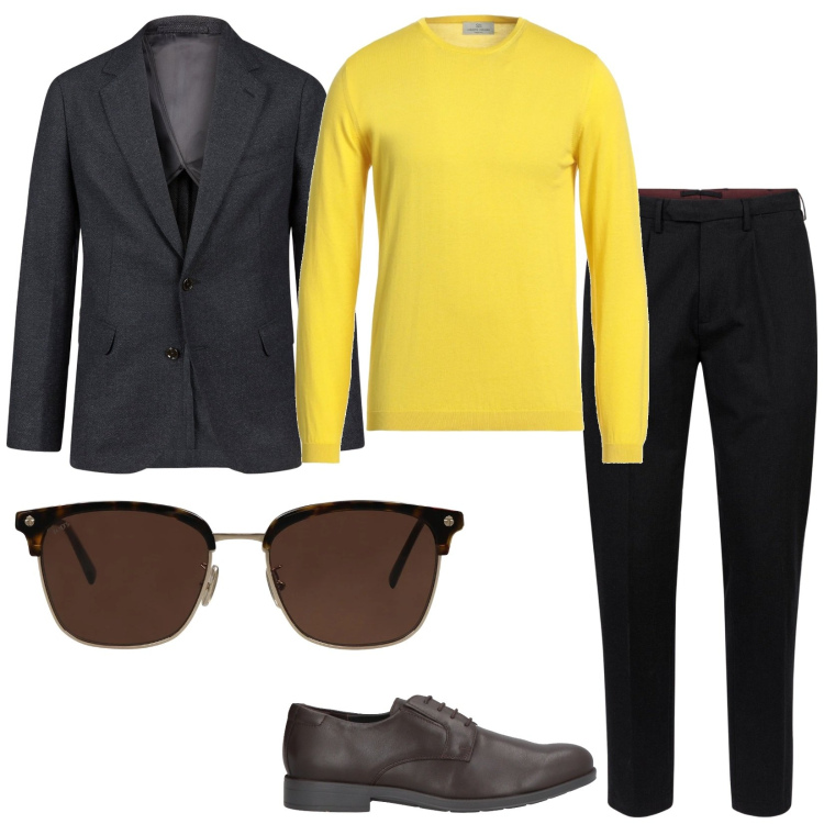 Outfit uomo - Total look #2049875. Stile Trendy per Tutti i giorni. Abbinamento con occhiali da sole, scarpe stringate, pullovers, giacche, pantaloni.