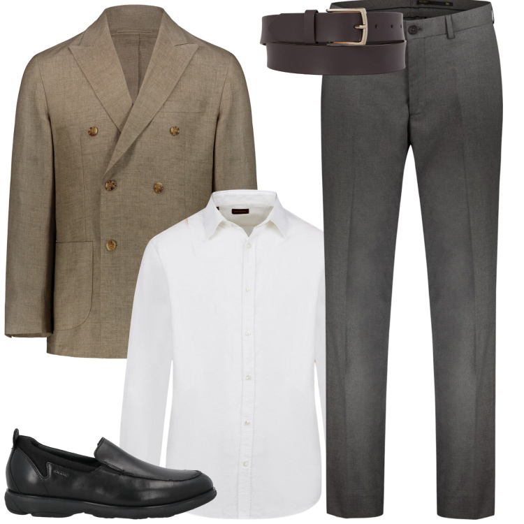 Outfit uomo - City. Stile Business/Elegante per Cerimonia. Abbinamento con scarpe stringate, pantaloni, camicie, giacche, cinture.