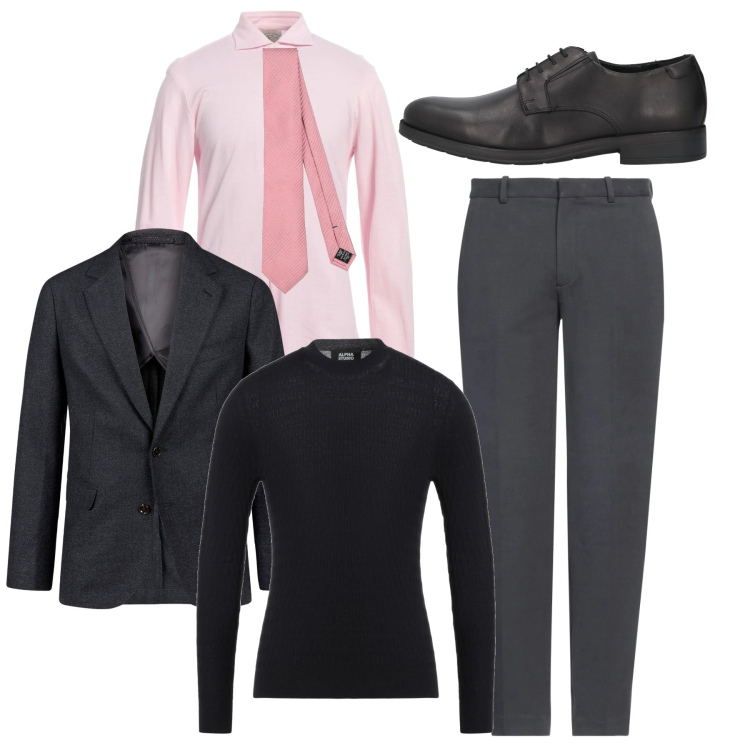 Outfit uomo - Pink. Stile Casual per Tutti i giorni. Abbinamento con camicie, scarpe stringate, pullovers, pantaloni, cravatte, giacche.