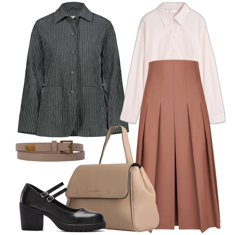 Outfit donna - Décolleté Mary Jane. Stile Urban per Tutti i giorni. Abbinamento con décolleté, camicie, zaini, cinture, gonne longuette, blazer.