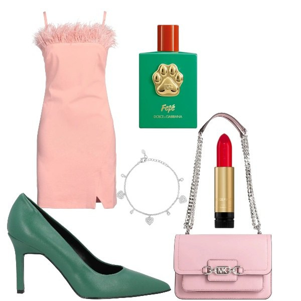 Outfit donna - Bantoa San Valentino. Stile Sexy per Serata fuori. Abbinamento con vestiti corti, borse a spalla, décolleté, rossetti, profumi, braccialetti.
