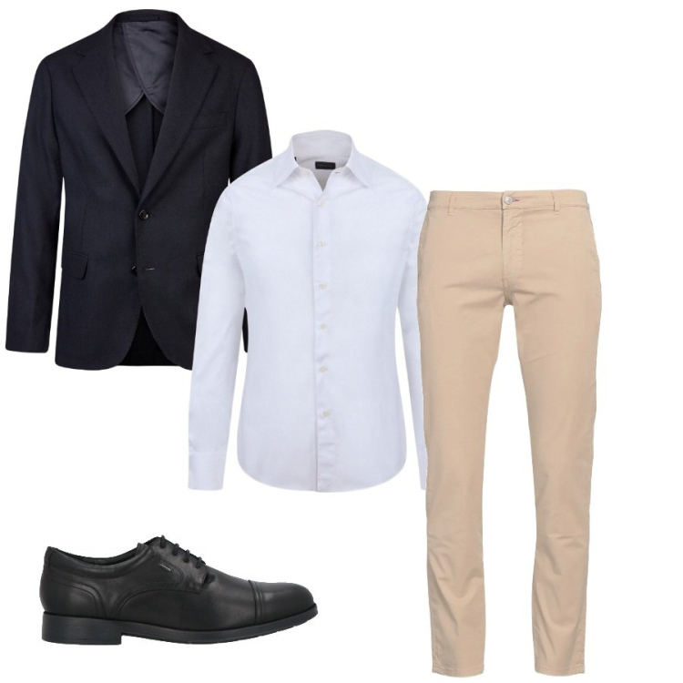 Outfit uomo - Ufficio a primavera. Stile Business/Elegante per Ufficio. Abbinamento con pantaloni, scarpe stringate, giacche, camicie.