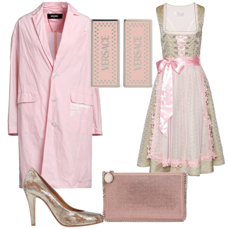 Outfit donna - Sposa bagnata sposa fortunata. Stile Bon Ton per Cerimonia. Abbinamento con vestiti, trench, décolleté, orecchini, pochette.