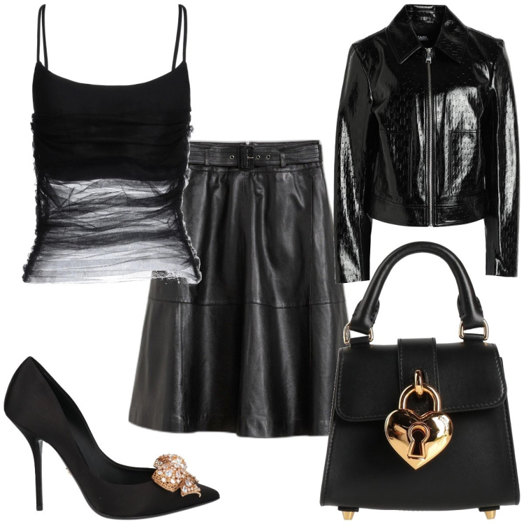 Outfit donna - Total look #2050116. per Serata fuori. Abbinamento con gonne, décolleté, top, blazer, borse a mano.