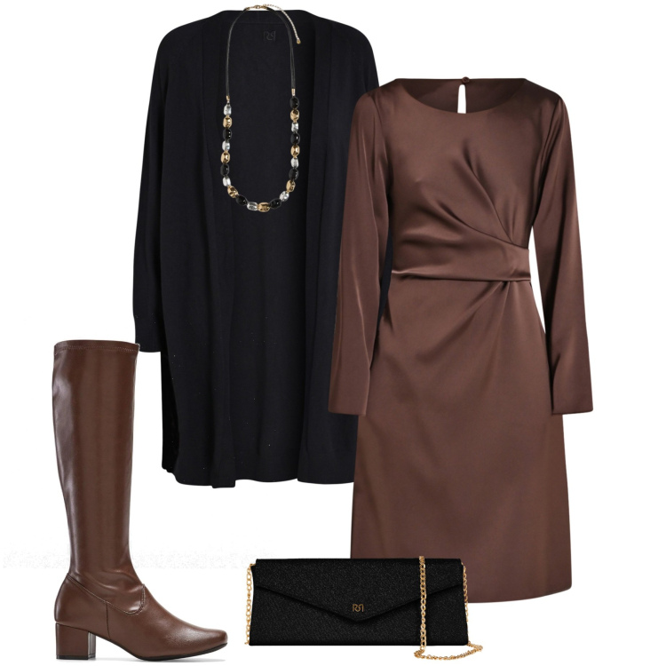 Outfit donna - Occasioni con Rinascimento. Stile Chic per Serata fuori. Abbinamento con stivali, vestiti midi/longuette, pochette, cardigans, collane.